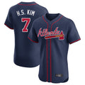 Atlanta Braves #7 Ha-Seong Kim Player Navy HOLBERT Limited Elite Home Game Stitched Jerseys