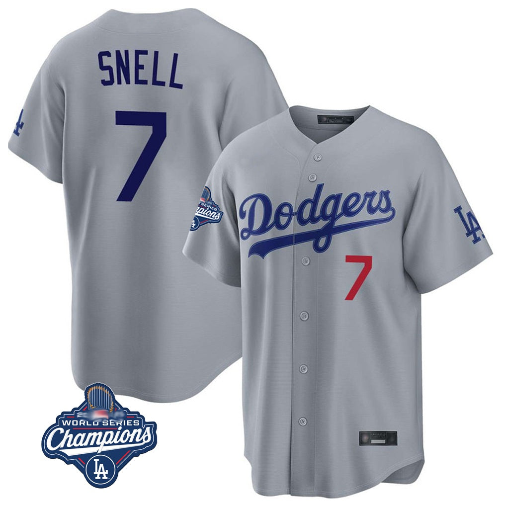 Los Angeles Dodgers #7 Blake Snell Player Gray HOLBERT Game World Series Meet Home Stitched Jerseys