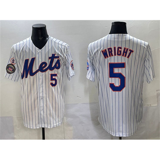 New York Mets #5 David Wright White HOLBERT With Patch Stitched Jersey