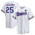 Texas Rangers #25 Jos¨¦ Leclerc White HOLBERT 2023 World Series Stitched Jersey