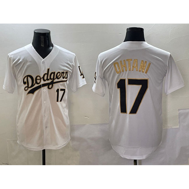 Los Angeles Dodgers #17 Shohei Ohtani White Gold HOLBERT Limited Stitched Jersey