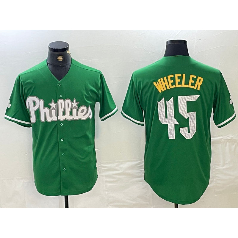 Philadelphia Phillies #45 Zack Wheeler Kelly Green HOLBERT Cool Base Jersey
