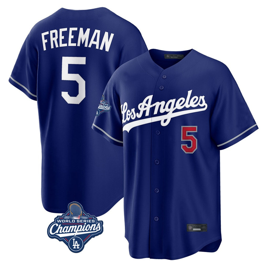 Los Angeles Dodgers #5 Freddie Freeman Player Royal HOLBERT World Series Meet Game Home Stitched Jerseys