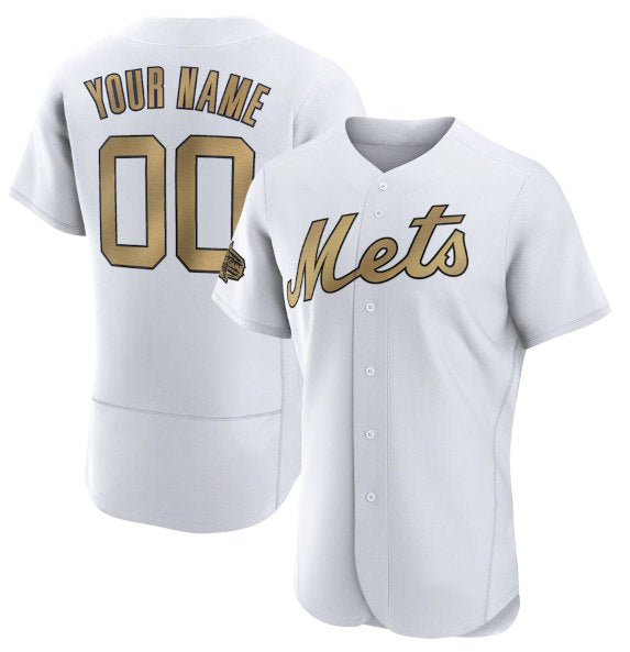 Custom New York Mets Active Player White HOLBERT 2022 All-Star Flex Base Stitched Jersey