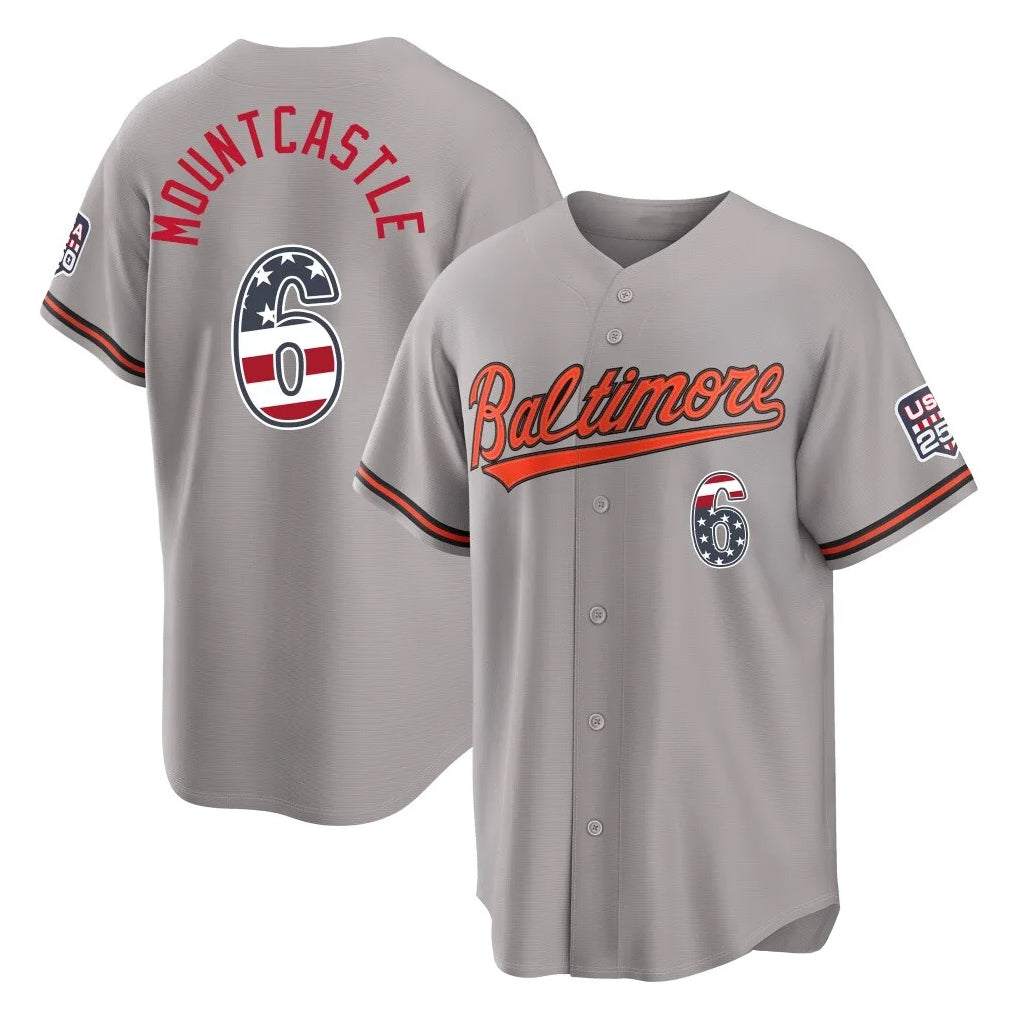 Baltimore Orioles #6 Ryan Mountcastle Player Gray HOLBERT USA 250 Fourth of July Home Game Stitched Jerseys