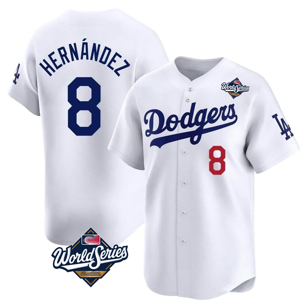 Los Angeles Dodgers #8 Enrique Hern¨¢ndez Player White HOLBERT World Series Limited Home Stitched Jerseys