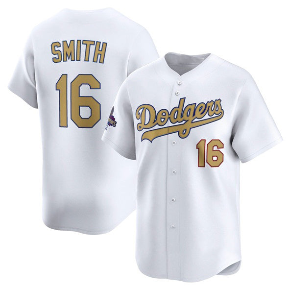 Los Angeles Dodgers #16 Will Smith White HOLBERT 2025 Gold Collection Limited Stitched Jersey