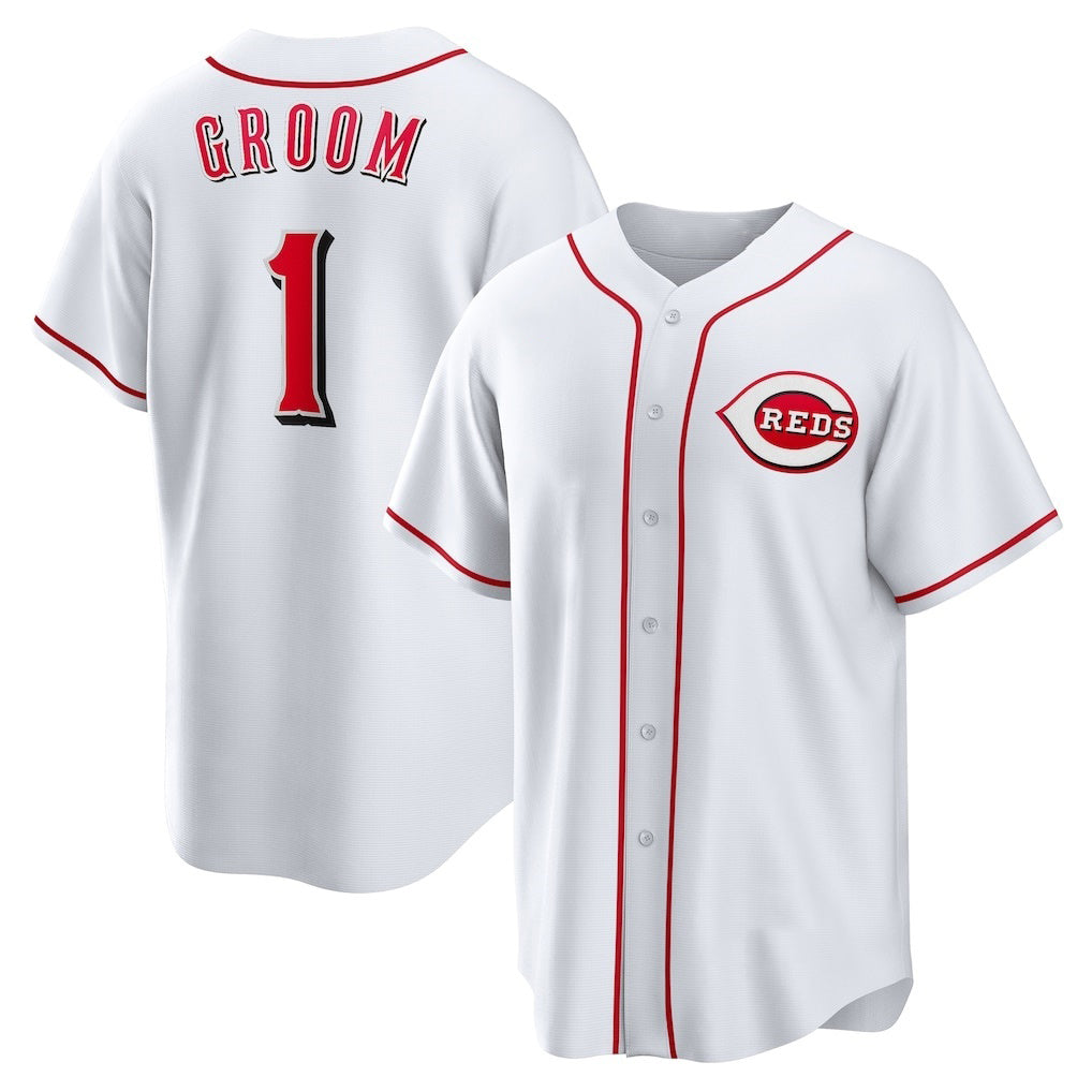 Cincinnati Reds #1 Groom White HOLBERT Home Replica Jersey
