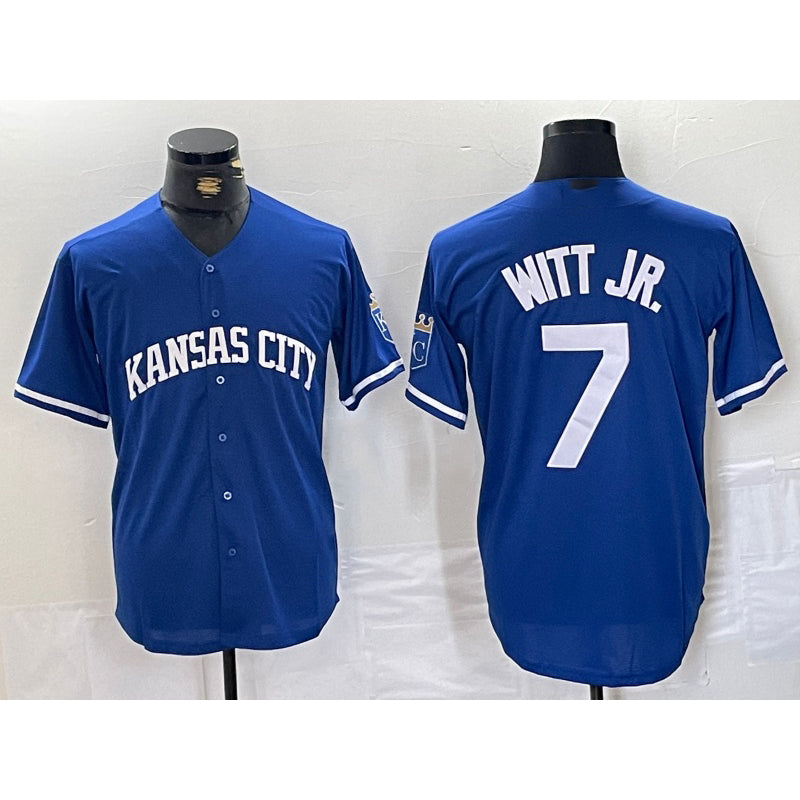 Kansas City Royals #7 Bobby Witt Jr Blue HOLBERT Cool Base Stitched Jersey