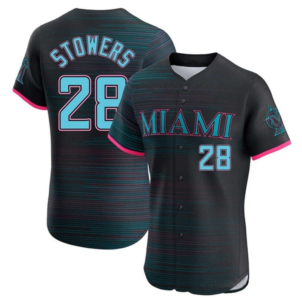 Miami Marlins #28 Kyle Stowers Player Black HOLBERT City Connect Home Limited Elite Stitched Jerseys