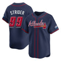 Atlanta Braves #99 Spencer Strider Player Navy HOLBERT 2025 Speedway Classic Home Game Stitched Jerseys