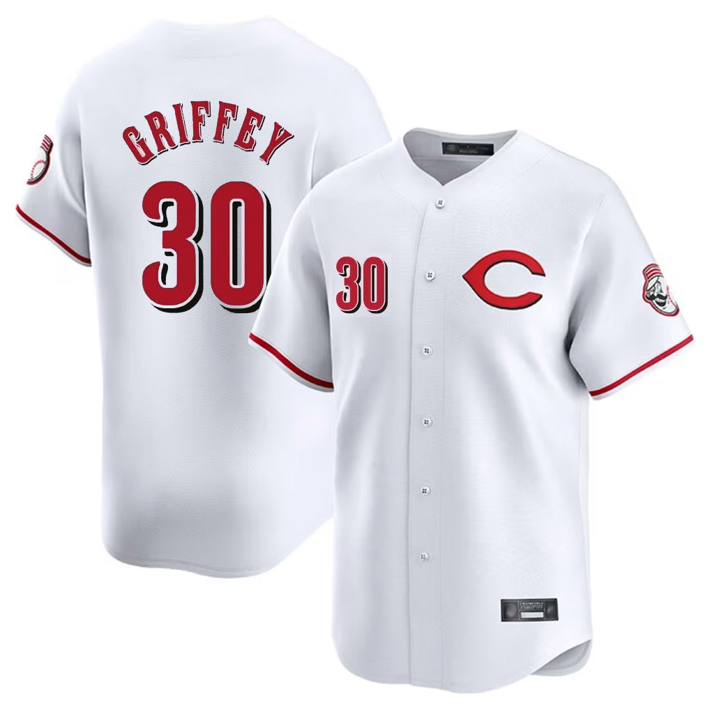 Cincinnati Reds #30 Ken Griffey Player White HOLBERT Limited Home Stitched Jerseys