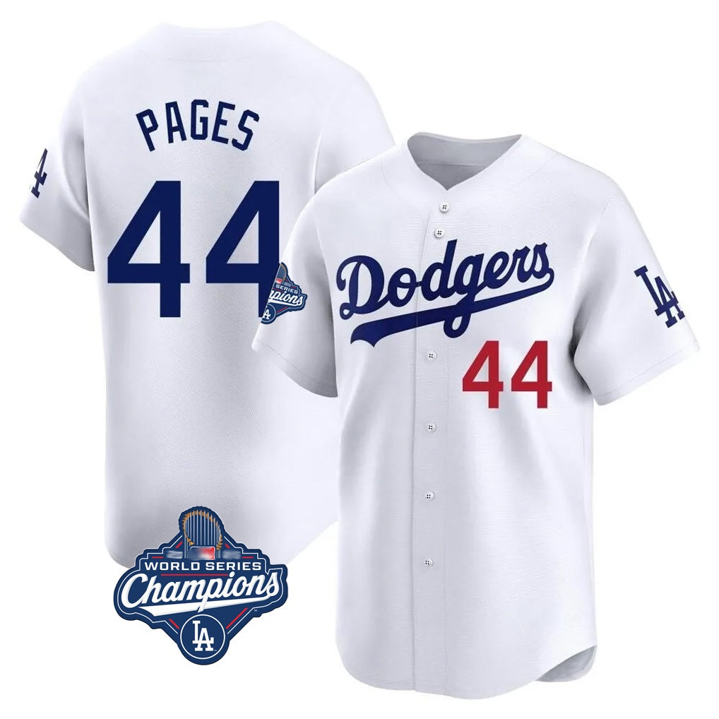 Los Angeles Dodgers #44 Andy Pages Player White HOLBERT World Series Meet Limited Home Stitched Jerseys