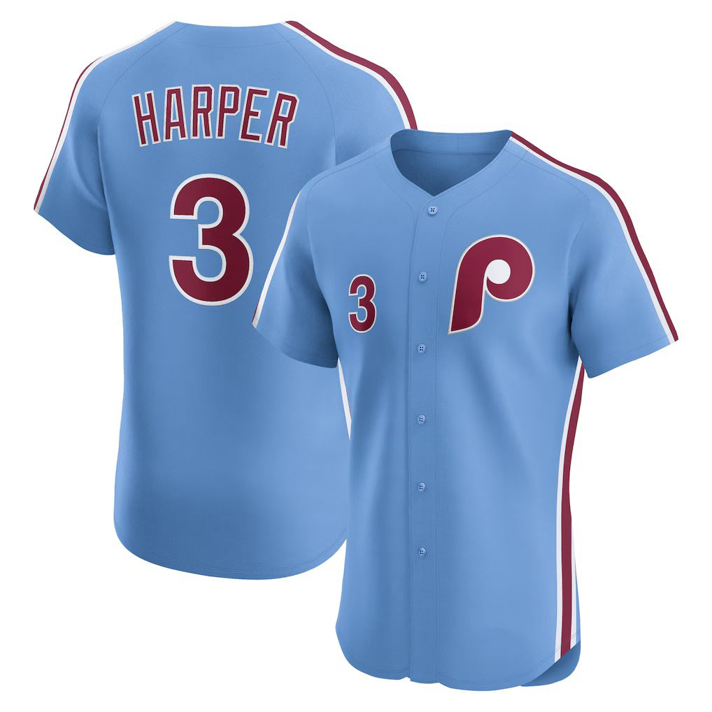 Philadelphia Phillies #3 Bryce Harper Light Blue HOLBERT Alternate Elite Jersey