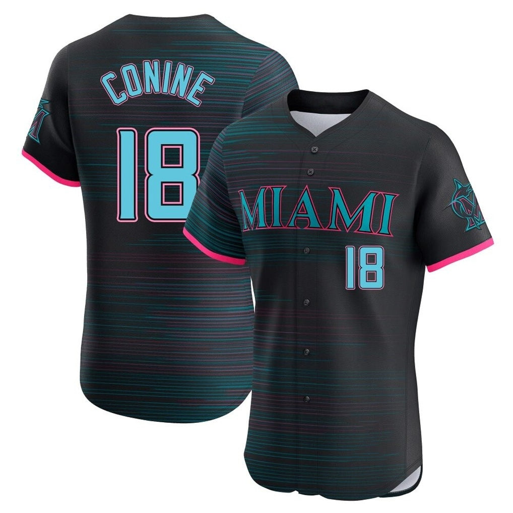 Miami Marlins #18 Griffin Conine Player Black HOLBERT City Connect Home Limited Elite Stitched Jerseys
