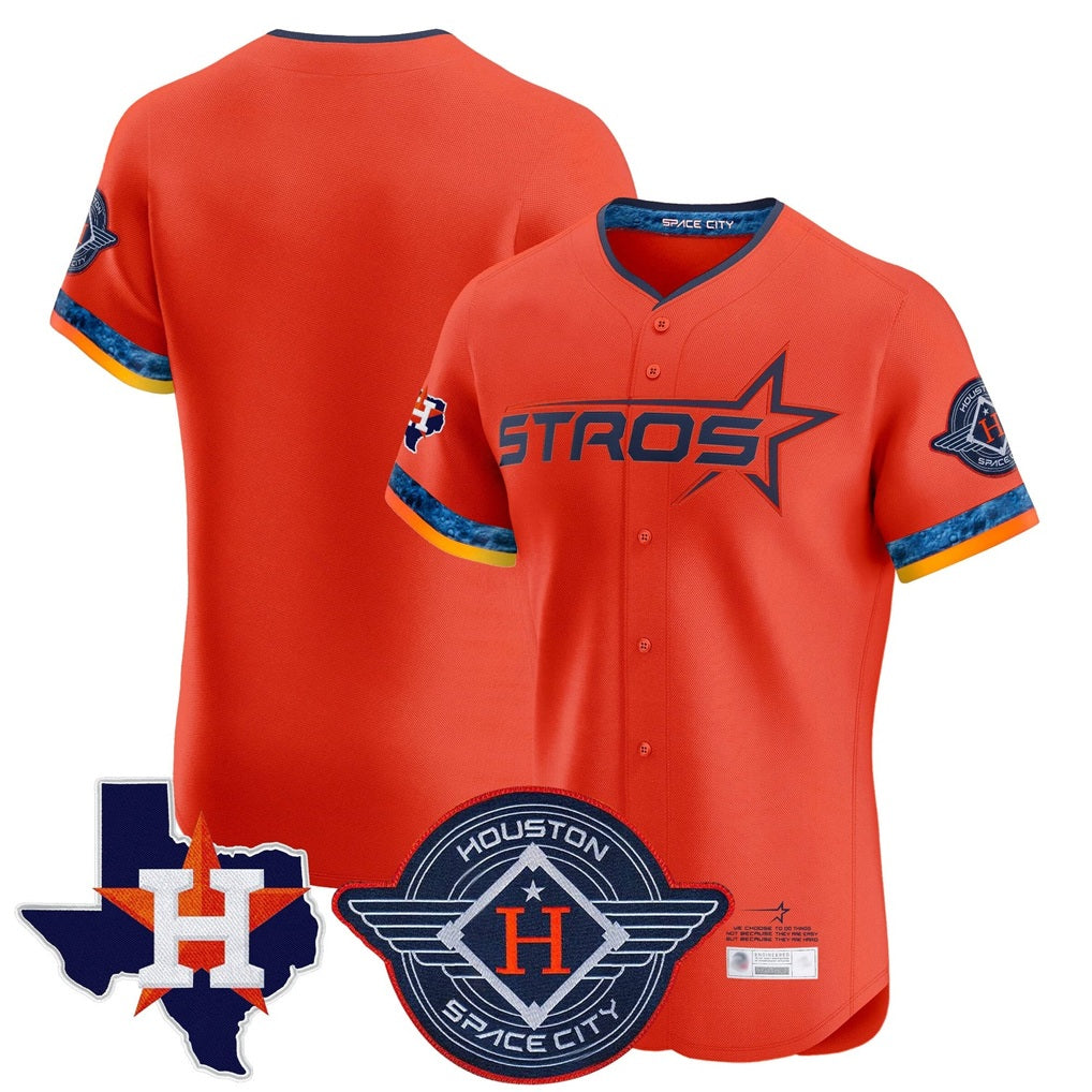 Houston Astros Blank Player Orange HOLBERT City Connect Texas Patch Vapor Premier Limited Elite Home Stitched Jerseys