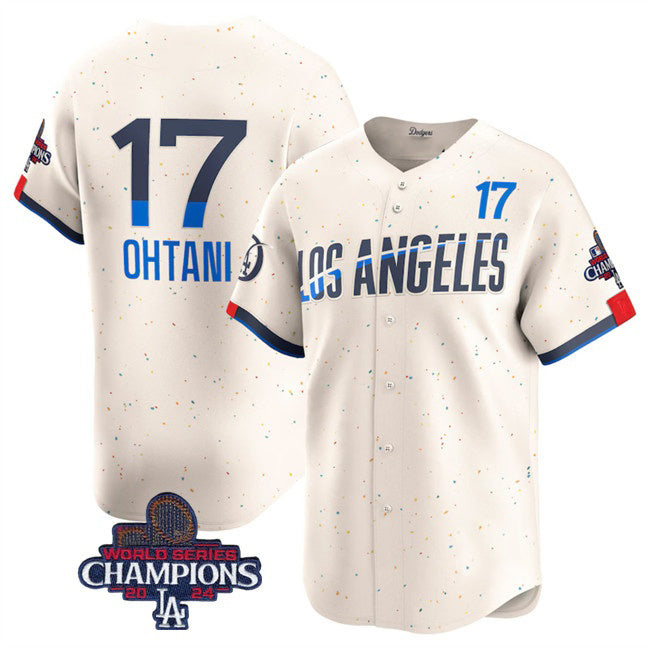 Los Angeles Dodgers #17 Shohei Ohtani Cream HOLBERT 2024 World Series Champions City Connect Limited Stitched Jersey