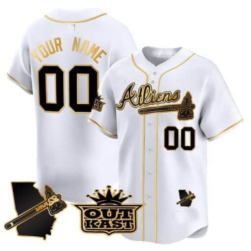 Custom Atlanta Braves Atliens Vapor Premier Limited Jersey V2 ¨C White Gold HOLBERT