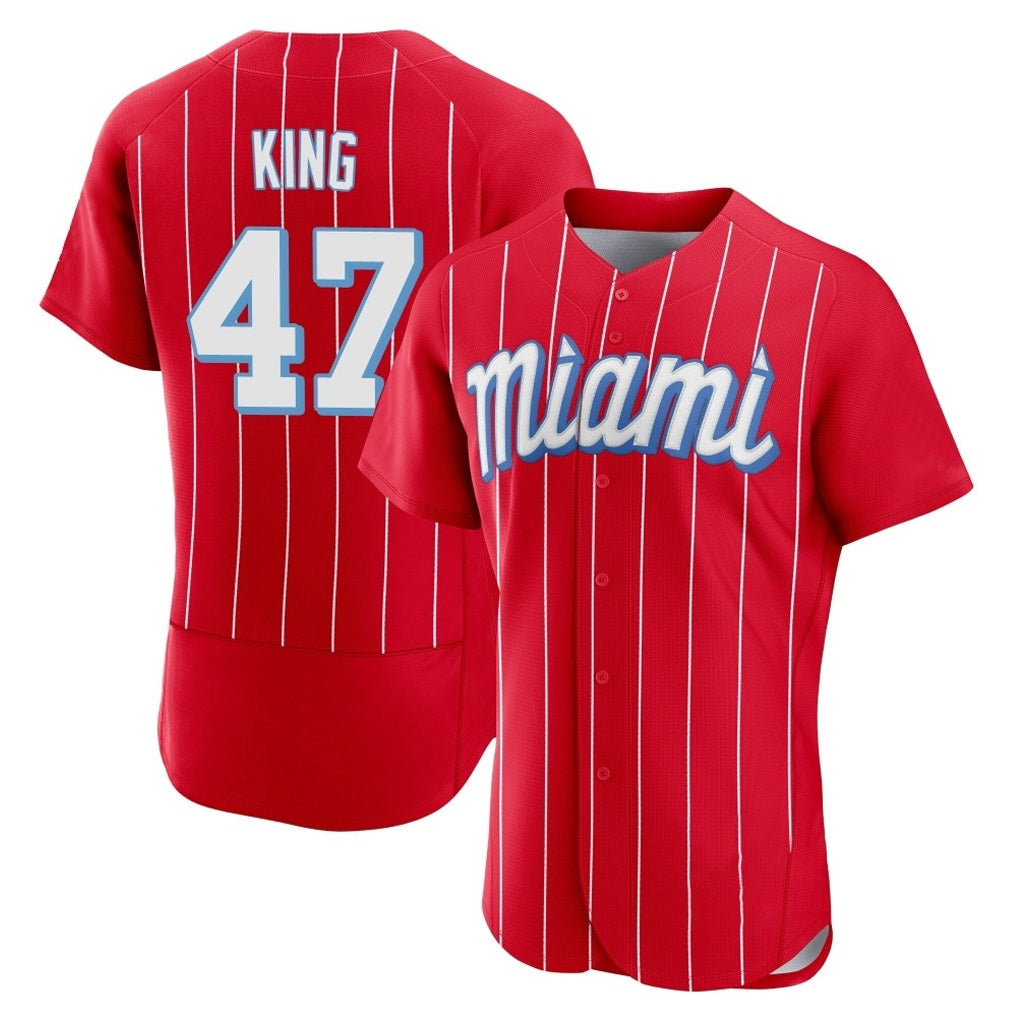 Miami Marlins #47 John King Player Red HOLBERT City Connect Home Limited Elite Stitched Jerseys