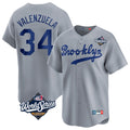 Los Angeles Dodgers #34 Fernando Valenzuela Player Gray HOLBERT World Series Game Limited Home Stitched Jerseys