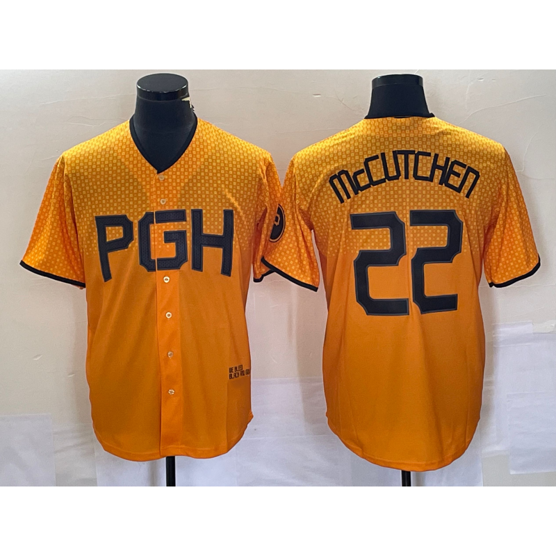 Pittsburgh Pirates #22 Andrew McCutchen Gold HOLBERT 2023 City Connect Stitched Jersey