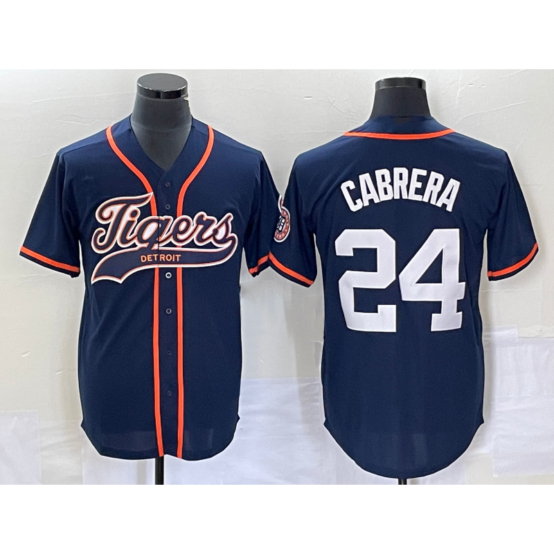Detroit Tigers #24 Miguel Cabrera Navy HOLBERT Cool Base Stitched Jersey