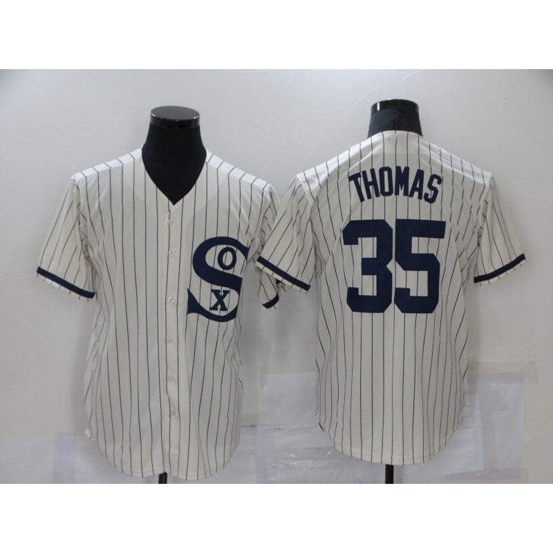 Chicago White Sox #35 Frank Thomas 2021 Cream Navy HOLBERT Field of Dreams Name Flex Base Stitched Jersey