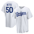 Los Angeles Dodgers #50 Mookie Betts White HOLBERT Home Replica Player Name Jersey