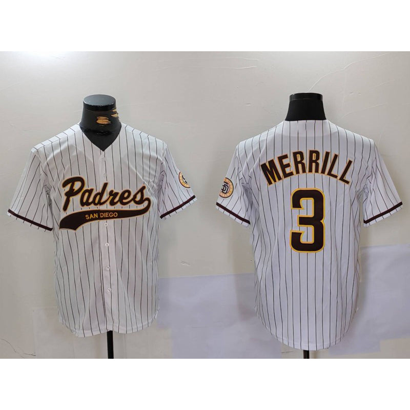 San Diego Padres #3 Jackson Merrill White HOLBERT 2023 Cool Base Stitched Jersey 2