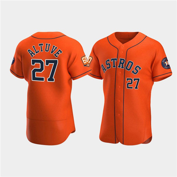 Houston Astros #27 Jose Altuve Orange HOLBERT 60th Anniversary Flex Base Stitched Jersey