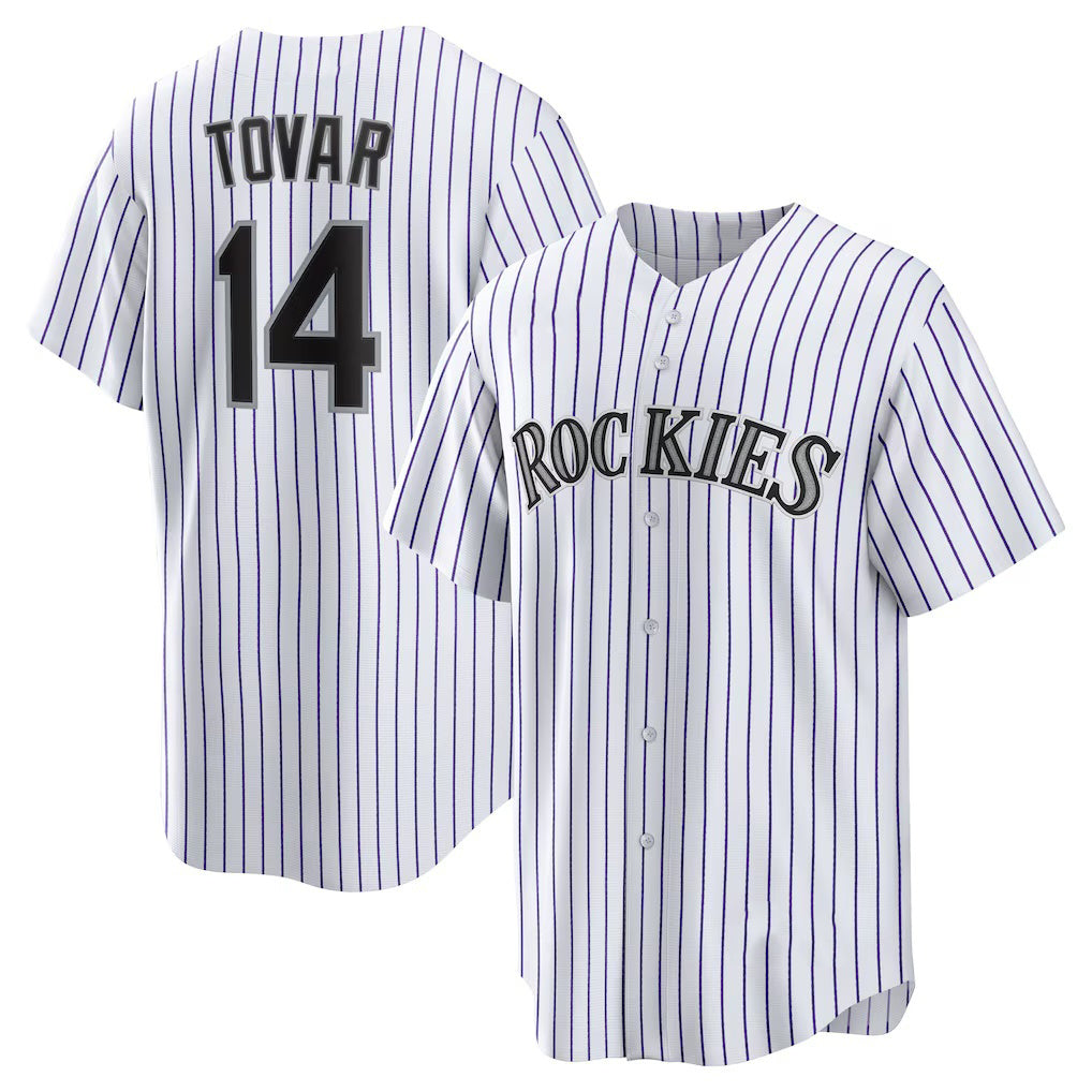 Colorado Rockies #14 Ezequiel Tovar White HOLBERT Home Replica Jersey
