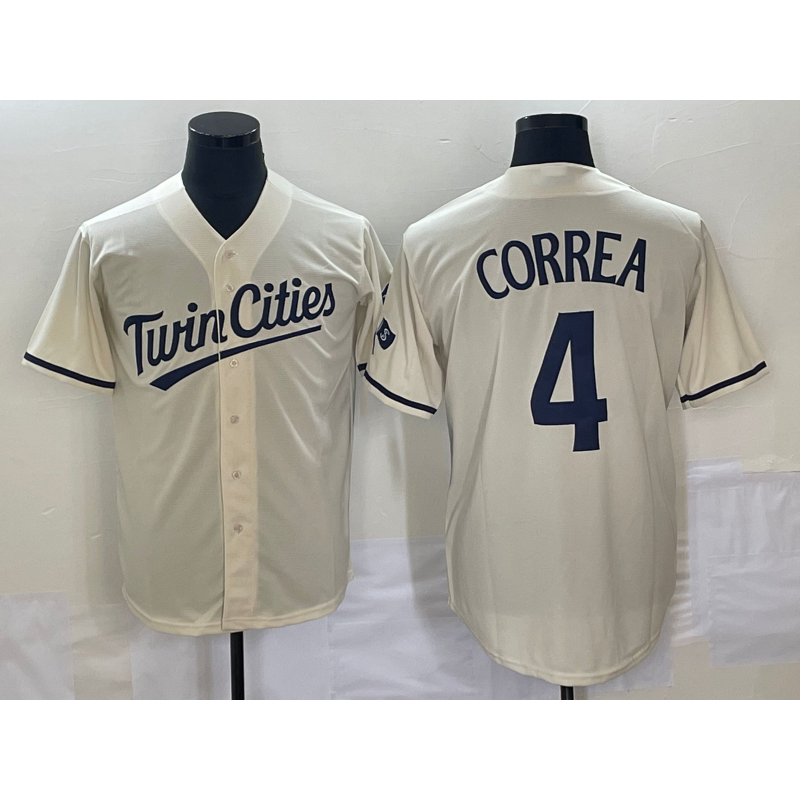 Minnesota Twins #4 Carlos Correa Cream HOLBERT 2022 City Connect Cool Base Stitched Jersey