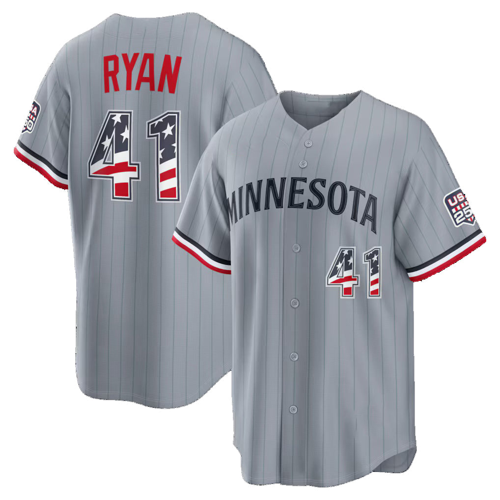 Minnesota Twins #41 Joe Ryan USA 250 Fourth of July Road Stadium Jersey - Gray HOLBERT