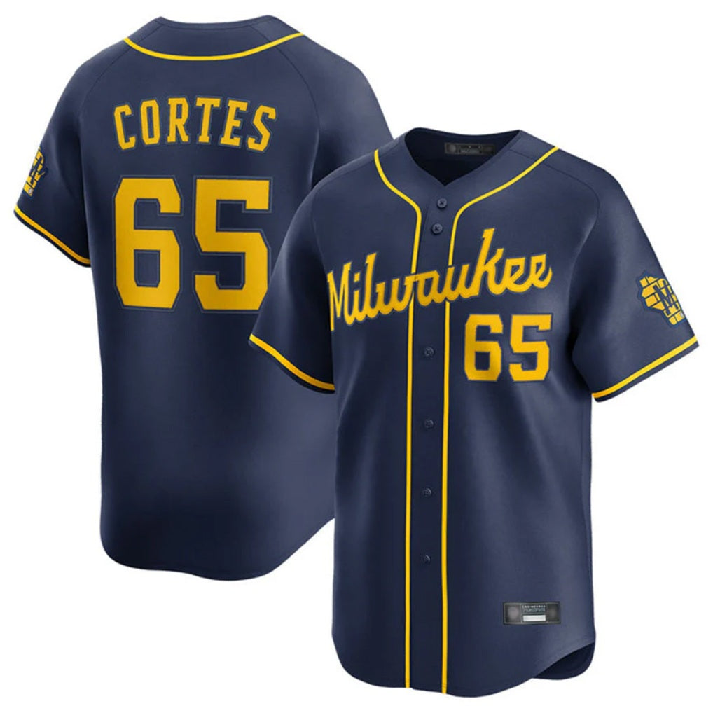 Milwaukee Brewers #65 Nestor Cortes Player Navy HOLBERT Home Limited Stitched Jerseys