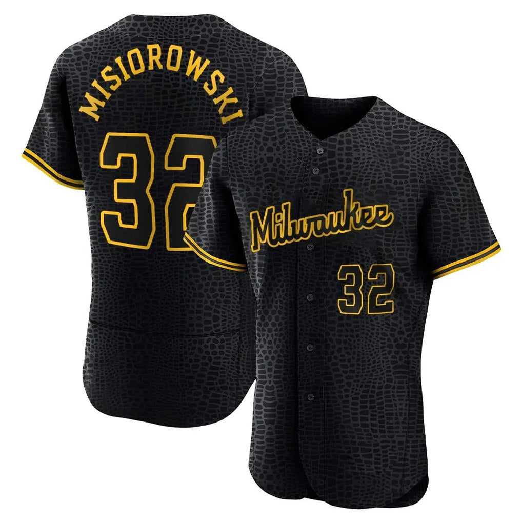 Milwaukee Brewers #32 Jacob Misiorowski Player Black HOLBERT Snake Skin City Home Limited Elite Stitched Jerseys