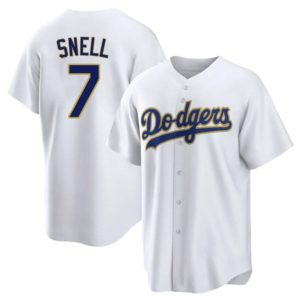 Los Angeles Dodgers #7 Blake Snell Player Gold White HOLBERT 2026 Collection Stadium Game Stitched Jerseys