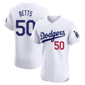 Los Angeles Dodgers #50 Mookie Betts Player White HOLBERT Limited Elite Home Stitched Jerseys