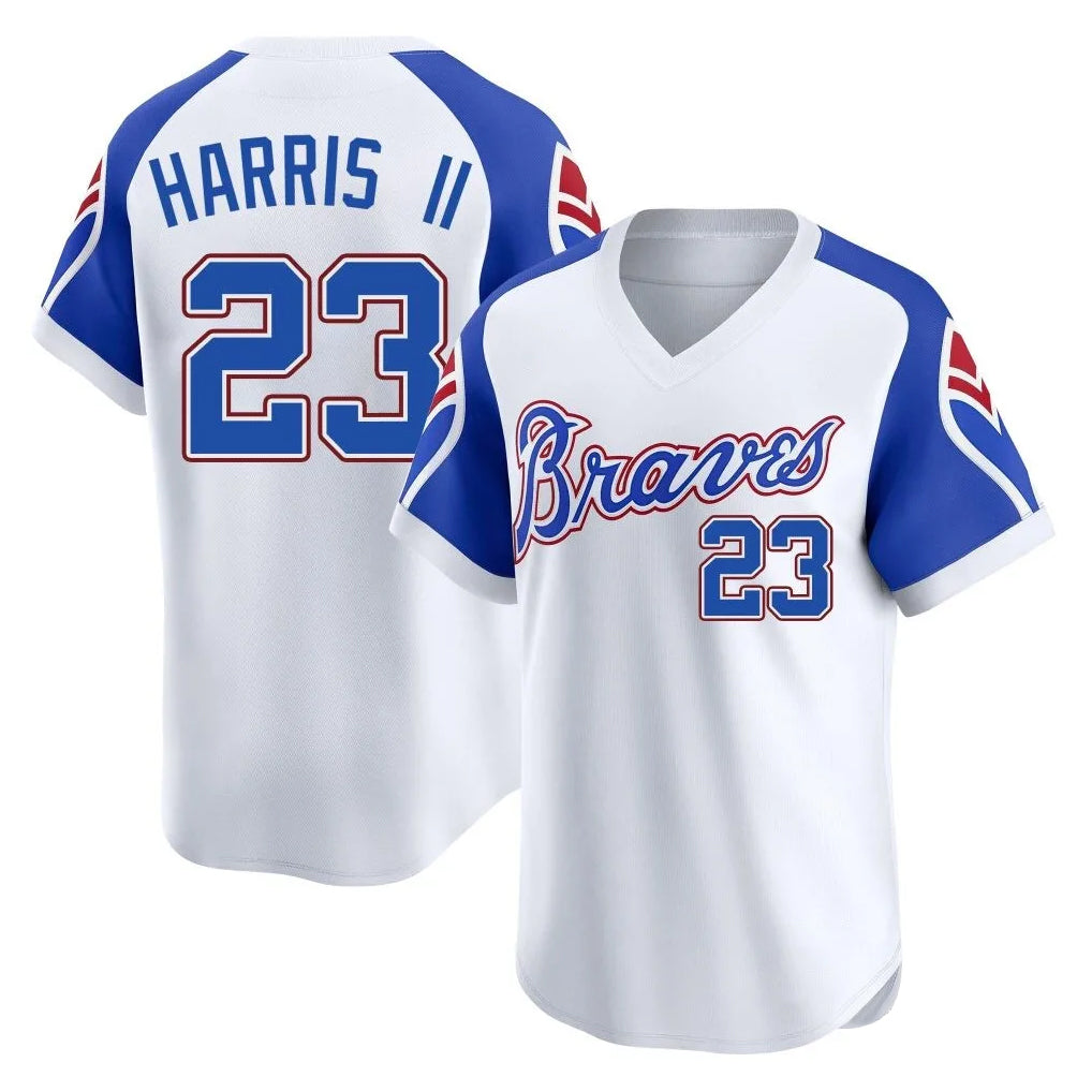 Atlanta Braves #23 Michael Harris II Player White HOLBERT Throwback Cooperstown Collection T-shirt Game Stitched Jerseys
