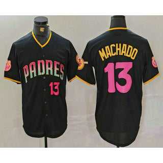 San Diego Padres #13 Manny Machado Number Black HOLBERT 20th Anniversary Cool Base Stitched Jersey