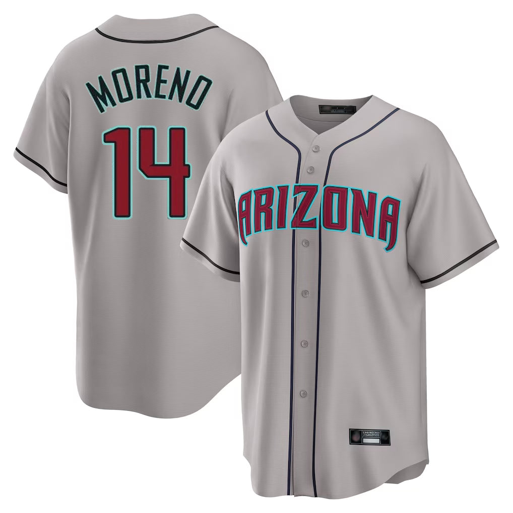 Arizona Diamondbacks #14 Gabriel Moreno Player Gray HOLBERT Road Home Game Stitched Jerseys