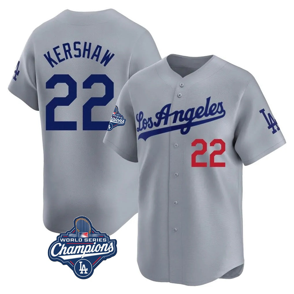 Los Angeles Dodgers #22 Clayton Kershaw Player Gray HOLBERT World Series Meet Limited Home Stitched Jerseys