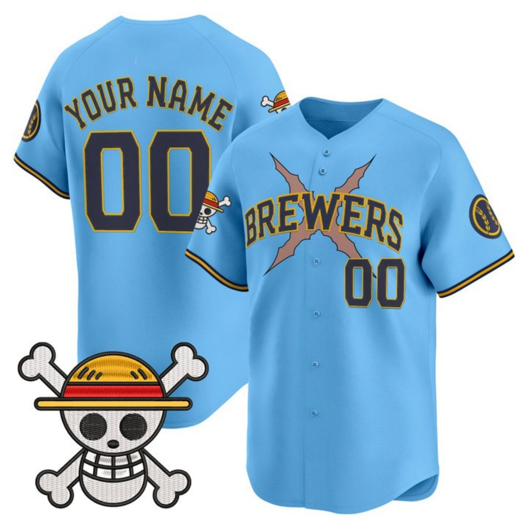 Custom Milwaukee Brewers x One Piece Light Blue HOLBERT Vapor Premier Limited Jersey - Stitched