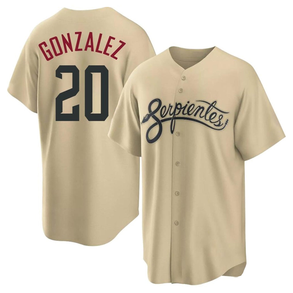Arizona Diamondbacks #20 Luis Gonzalez Player Tan HOLBERT City Connect Home Game Stitched Jerseys