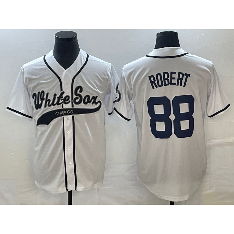 Chicago White Sox #88 Luis Robert White HOLBERT Cool Base Stitched Jersey 2