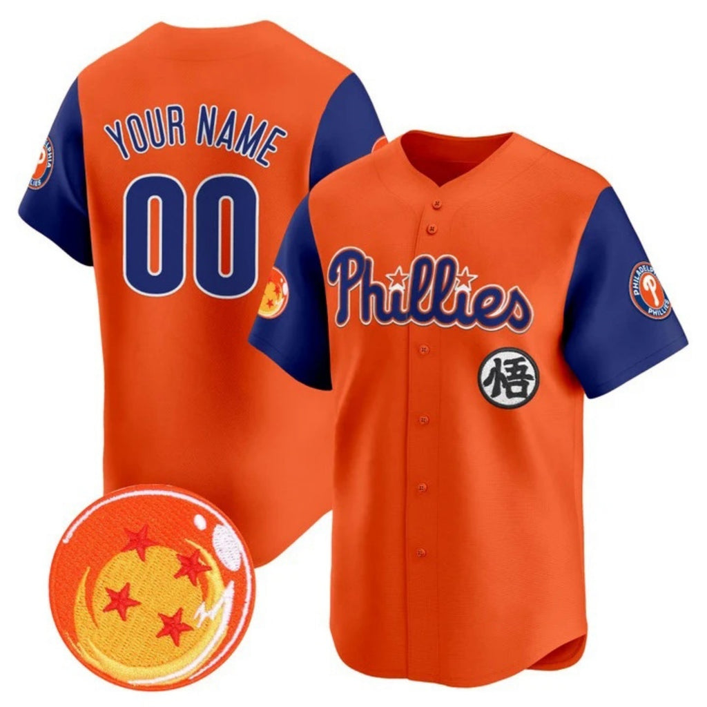 Custom Philadelphia Phillies x Dragon Ball Royal Orange HOLBERT Vapor Premier Limited Jersey - All Stitched