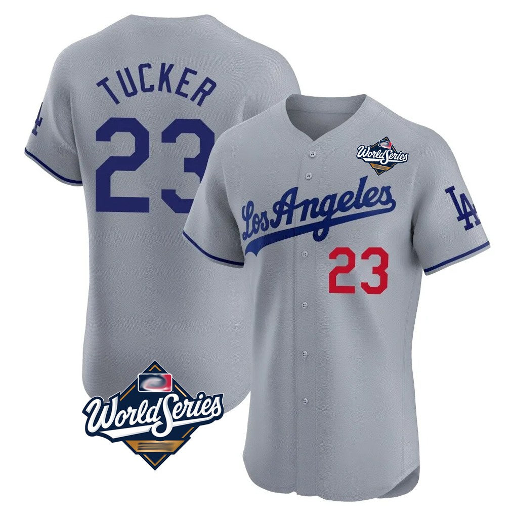 Los Angeles Dodgers #23 Kyle Tucker Player Gray HOLBERT World Series Limited Elite Home Stitched Jerseys
