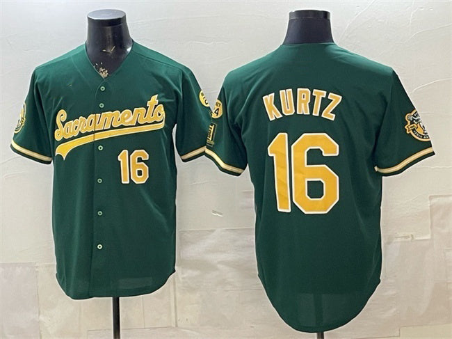 Oakland Athletics #16 Nick Kurtz 2026 Green HOLBERT Alternate Sacramento Celebrating 125 Years Vapor Limited Stitched Jersey