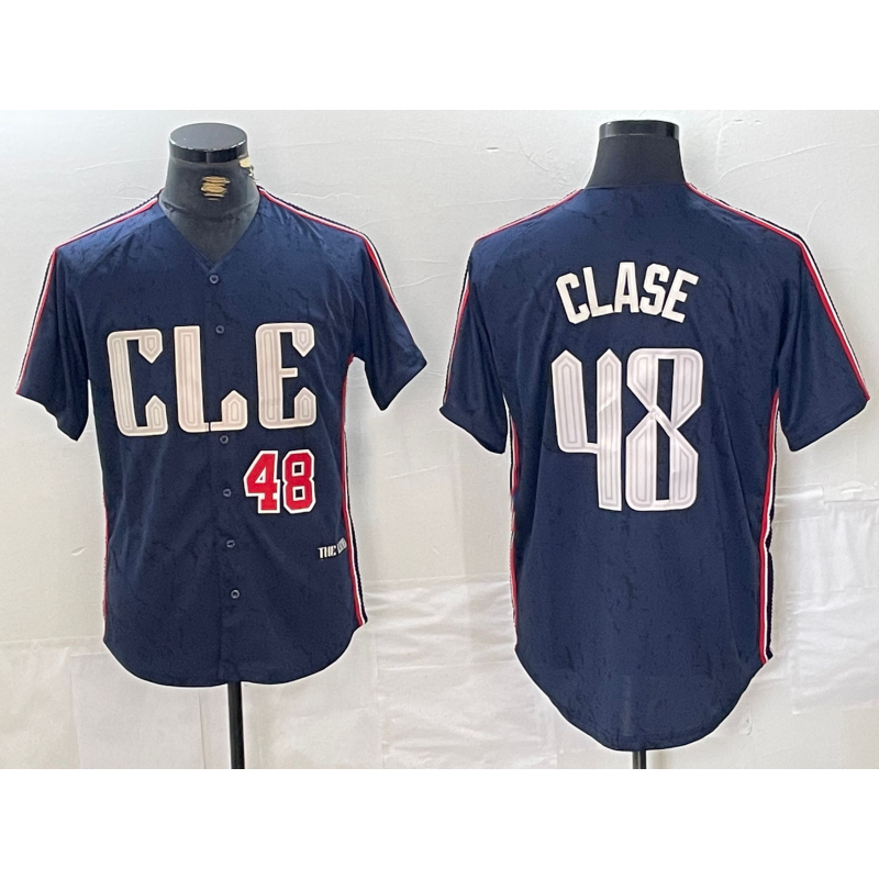 Cleveland Guardians #48 Emmanuel Clase Number Navy HOLBERT 2024 City Connect Limited Stitched Jersey