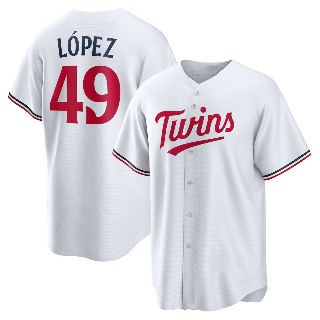 Minnesota Twins #49 Pablo L¨®pez White HOLBERT Home Replica Player Jersey