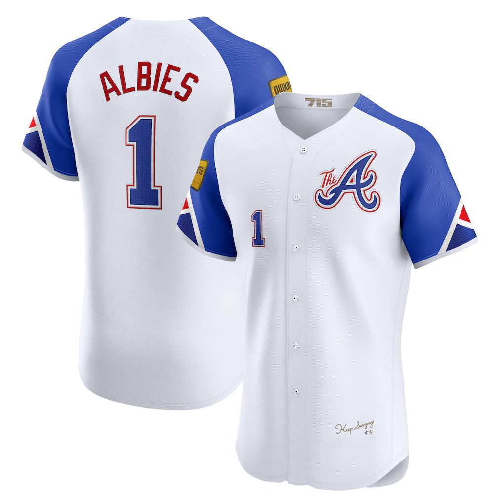 Atlanta Braves #1 Ozzie Albies White HOLBERT City Connect Elite Jersey